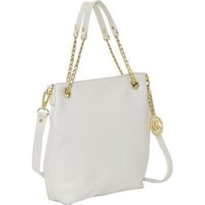 Michael Kors White Leather Jet Set Chain Shoulder Bag